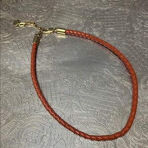 Braided Leather Necklace with Gold Accents